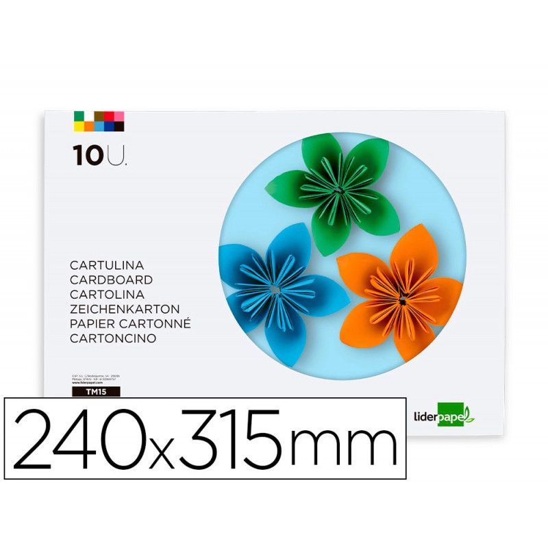 Bloc papier dessin liderpapel 240x315mm 180g/m2 10f 5 coloris neon + 5 coloris intenses assortis