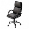 Fauteuil Nadir en croûte de cuir Noire, à mécanisme basculant centré, accoudoirs fixes fournis
