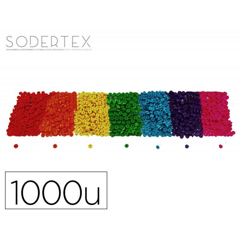 Perles sodertex rondelle bois 3x8mm coloris assortis pack 1000 unites