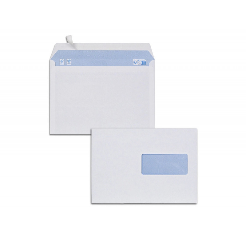 Enveloppes blanches c5 80g f45adhesives 162x229mm pefc eco boite de 500 unites