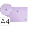 Pochette enveloppe liderpapel polypropylene 180 microns a4 97x210mm 50f fermeture bouton lavande opaque