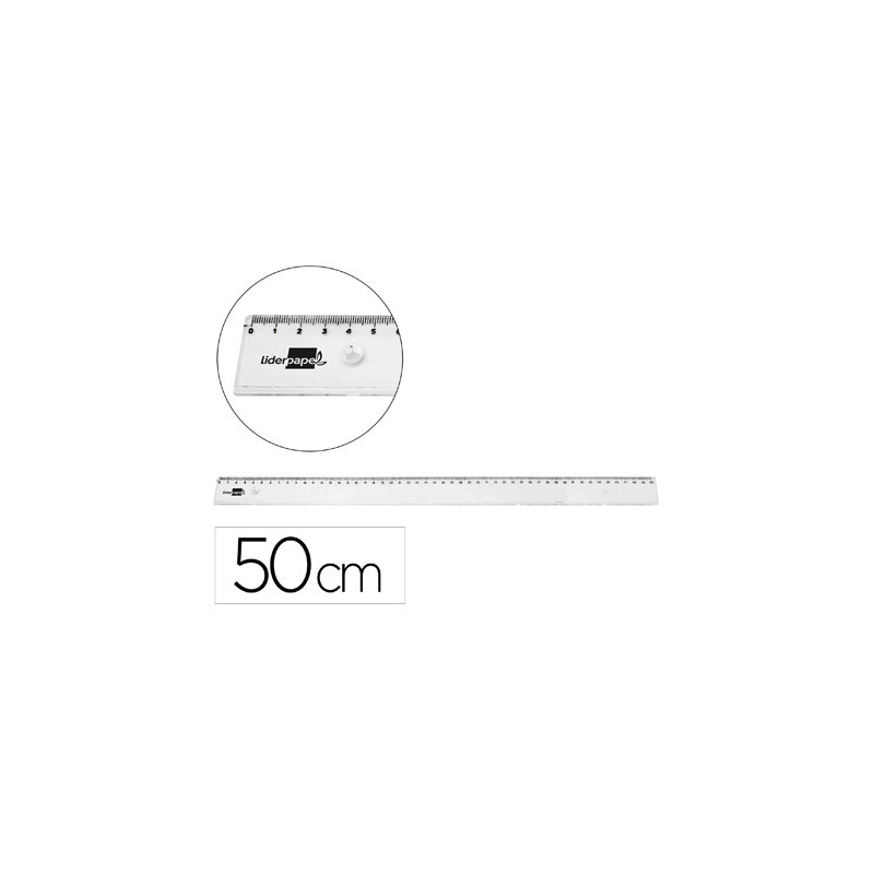 Regle liderpapel plastique incassable transparent 50 cm