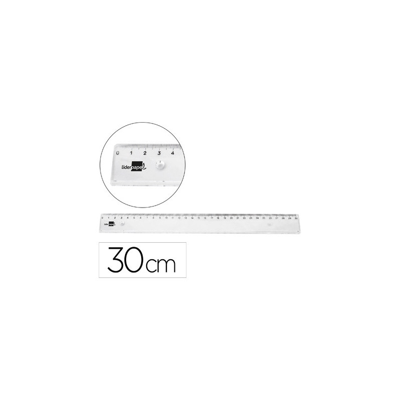 Regle liderpapel plastique incassable transparent 30 cm