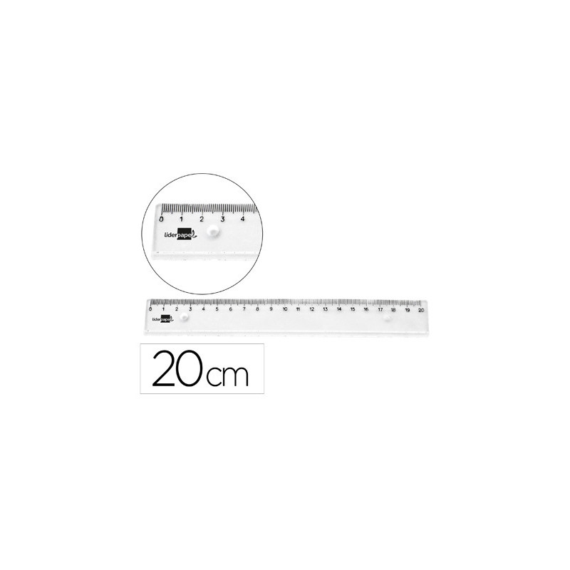 Regle liderpapel plastique incassable transparent 20 cm