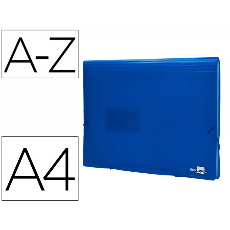 Trieur liderpapel polypropylène a4 210x297mm 700 microns 13 compartiments fermeture élastique translucide coloris bleu