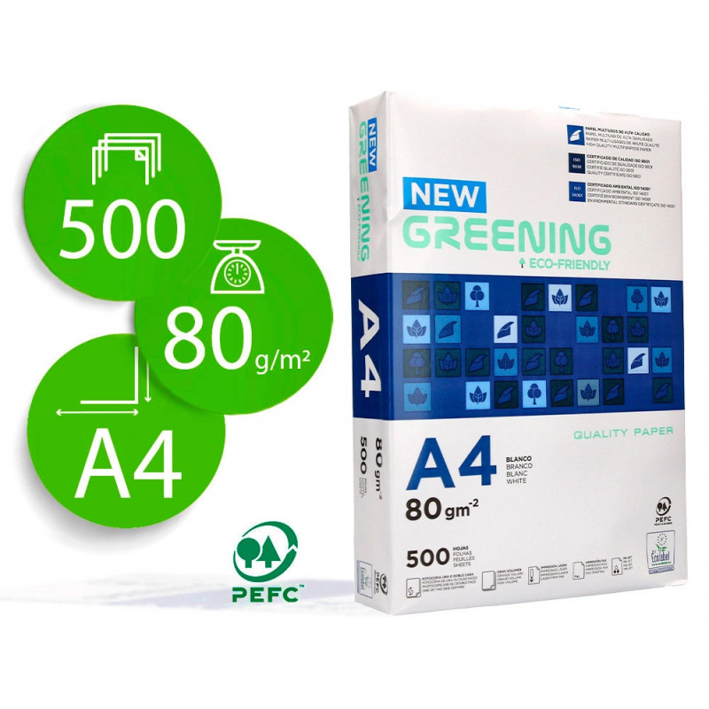 Papier liderpapel multifonction greening a4 80g haute qualité pefc blancheur 146 opacité 92 rigidité 112 500f