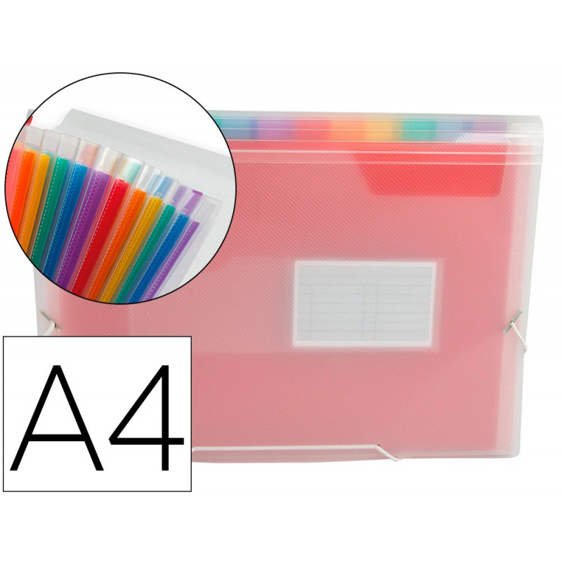 Trieur liderpapel série spectrafile pp 700 microns a4 210x297mm 13 compartiments couleur coloris frosty transparent