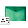 Pochette enveloppe liderpapel polypropylène 180 microns a5 210x148mm 50f fermeture bouton résistant transparent vert