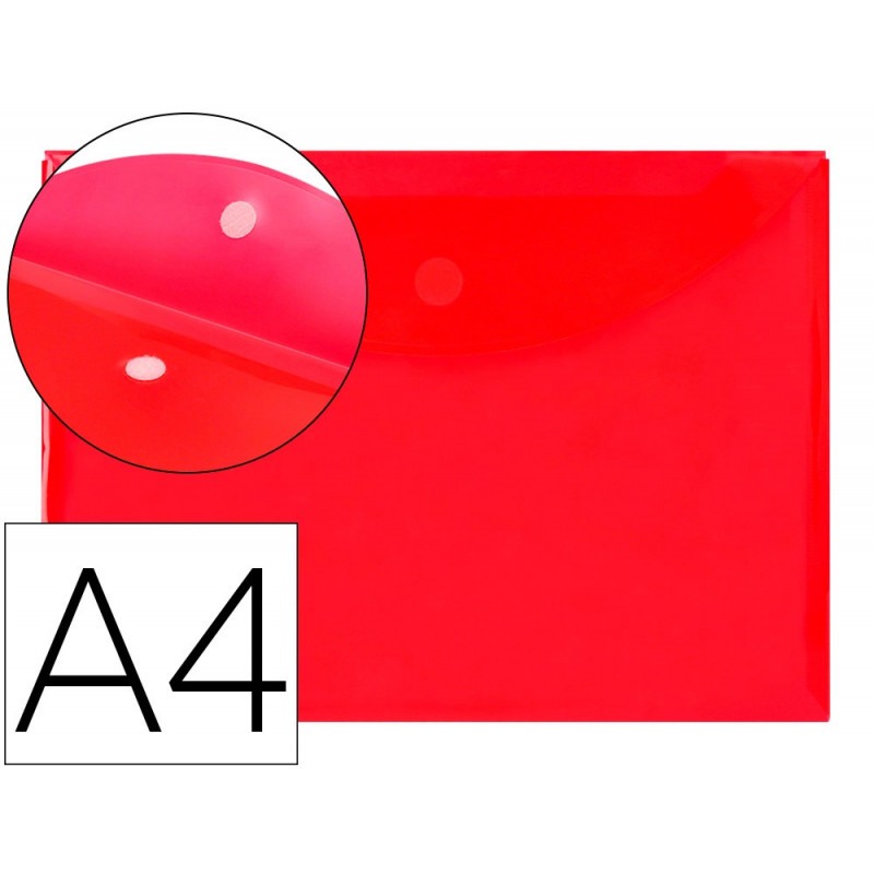 Pochette enveloppe liderpapel polypropylène 180 microns a4 297x210mm fermeture velcro coloris rouge