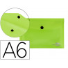 Pochette enveloppe liderpapel polypropylène 180 microns a6 148x105mm 50f fermeture bouton transparent vert