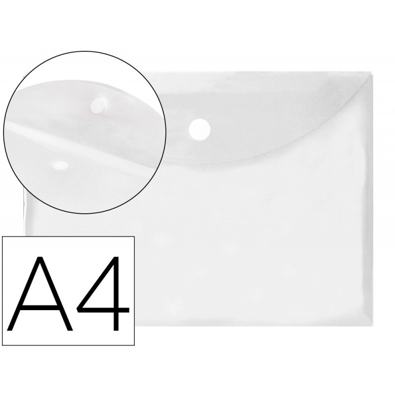 Pochette enveloppe liderpapel polypropylène 180 microns a4 297x210mm fermeture velcro coloris transparent