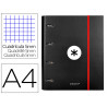 Classeur antartik 4 anneaux ronds 40mm a4 carton remborde feuillets mobiles quadrillage 5mm coloris noir