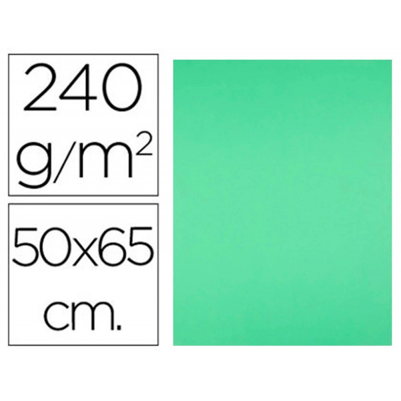 Papier cartonne liderpapel 50x65cm 240gr coloris vert pistache paquet 25 feuilles