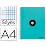 Cahier spirale antartik a4 100g couverture rembordee seyes sans bandes 4 trous coloris menthe