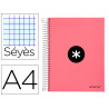 Cahier spirale antartik a4 100g couverture rembordee seyes sans bandes 4 trous coloris corail