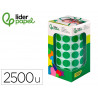 Pastille adhesive liderpapel diametre 15mm coloris vert rouleau 2500 unites boite carton