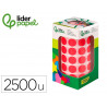 Pastille adhesive liderpapel diametre 15mm coloris rouge rouleau 2500 unites boite carton