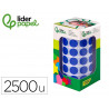 Pastille adhesive liderpapel diametre 15mm coloris bleu rouleau 2500 unites boite carton