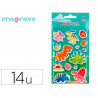 Autocollants imaginovo lumineux dinosaures en relif 190x105 mm sous blister