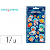 Autocollants imaginovo lumineux astronautes en relif 250x145 mm sous blister