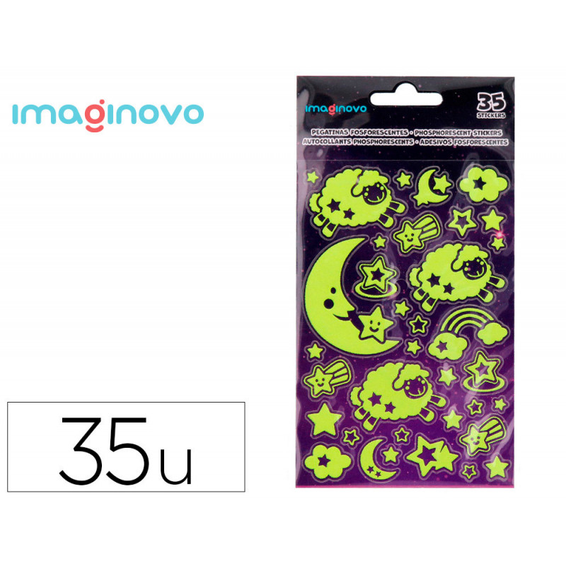 Autocollants imaginovo lumineux lune en relif 250x145 mm sous blister