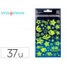 Autocollants imaginovo lumineux etoiles en relif 190x105 mm sous blister