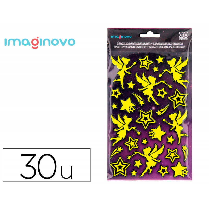 Autocollants imaginovo lumineux fees en relif 190x105 mm sous blister