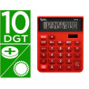 Calculatrice de bureau liderpapel xf22 10 chiffres solaire et piles 127x105x24 mm coloris rouge