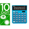 Calculatrice de bureau liderpapel xf21 10 chiffres solaire et piles 127x105x24 mm coloris bleu