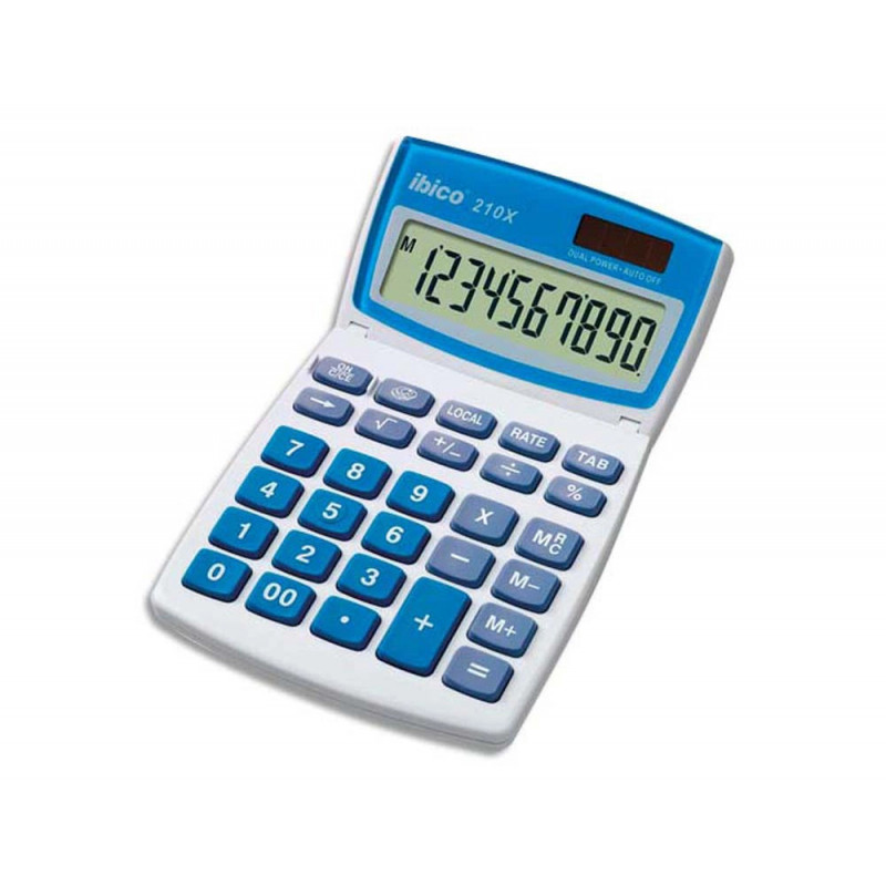Calculatrice ibico bureau 210x 10 chiffres touche franc/euro addition soustraction mémoire 210x104x166x11mm 135g