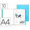 Protège-documents liderpapel polypropylène couverture flexible 10 pochettes fixes a4 210x297mm bleu translucide