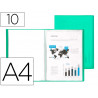 Protege-documents liderpapel polypropylene couverture flexible 10 pochettes fixes a4 210x297mm vert translucide