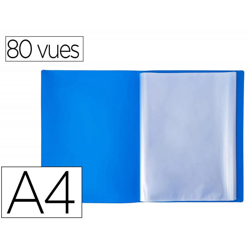 Protege documents exacompta a4 couverture polypro souple mate 80 vues grainees anti reflet coloris bleu