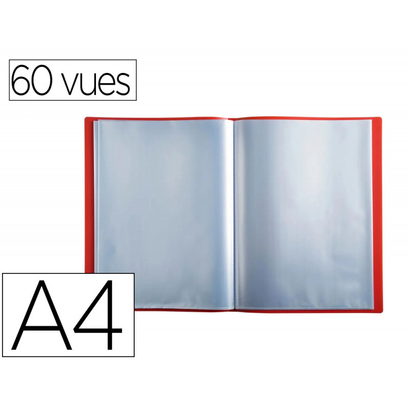 Protege documents exacompta a4 couverture polypro souple mate 60 vues grainees anti reflet coloris rouge