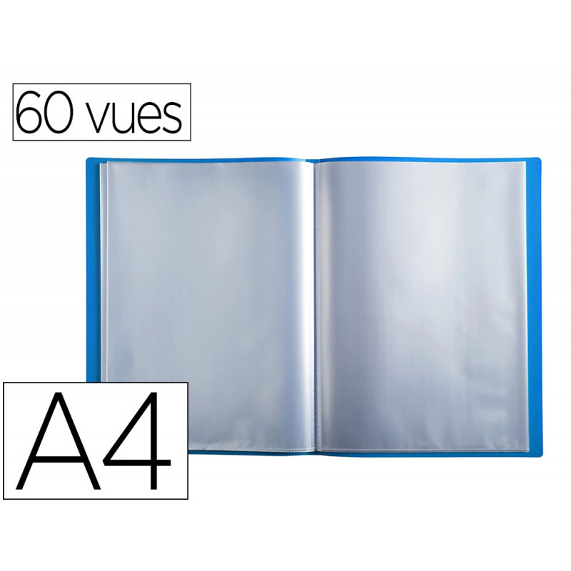 Protege documents exacompta a4 couverture polypro souple mate 60 vues grainees anti reflet coloris bleu