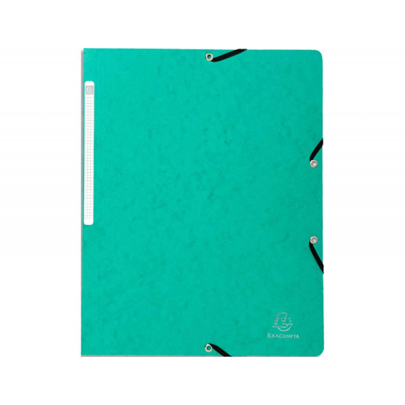 Chemise exacompta sans rabat carte lustrée 4,5/10e a4 24x32cm étiquette dos élastique coloris vert