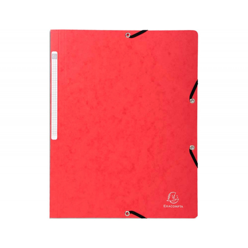 Chemise exacompta sans rabat carte lustrée 4,5/10e format a4 élastique étiquette dos coloris rouge