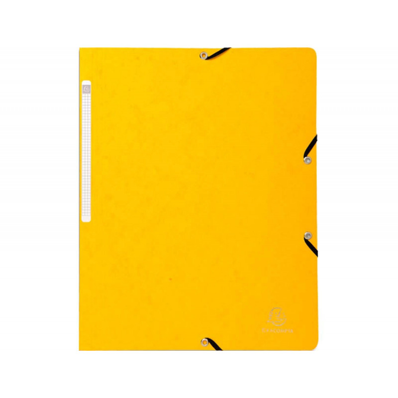 Chemise exacompta sans rabat carte lustrée 4,5/10e a4 24x32cm étiquette dos élastique coloris jaune