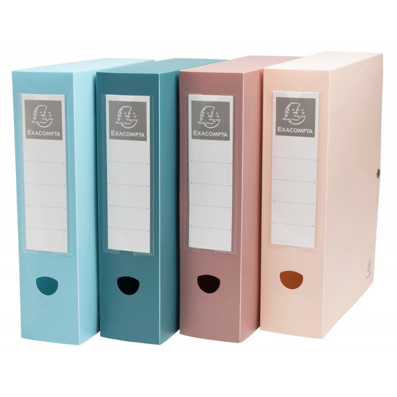 Boite classement exacompta skandi a4 pp recycle fermeture pression dos 80mm coloris assortis