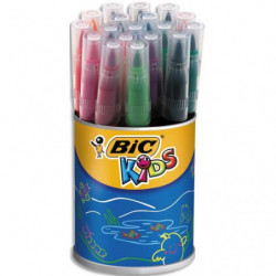 BIC Kids Ecriture Visaquarelle Feutres de Coloriage avec Pointe Pinceau - Couleurs Assorties, Pot de 18