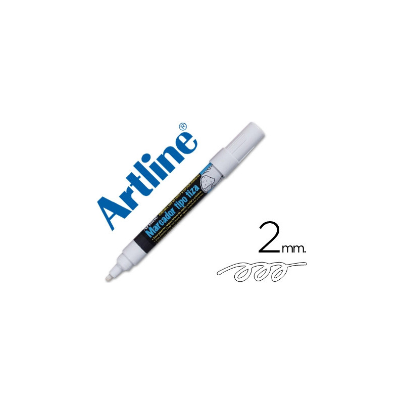 Marqueur artline fenêtres pointe fibre acrylique conique 4mm encre liquide craie pigmentée base eau inodore blanc