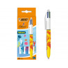 Stylo-bille bic 4 couleurs jungle et tropical pointe moyenne 1mm rétractable rechargeable
