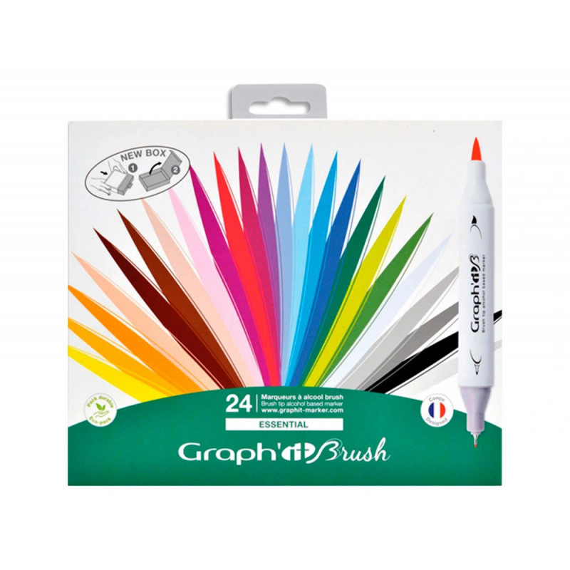 Set de marqueurs à alcool oz international graphit brush essential lot 24 unités