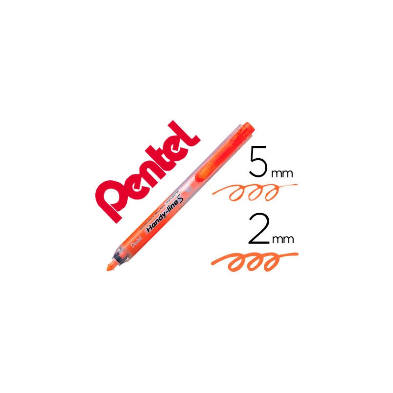 Surligneur pentel handy line s rétractable rechargeable pointe biseautée 1/3.6mm corps fin encre orange