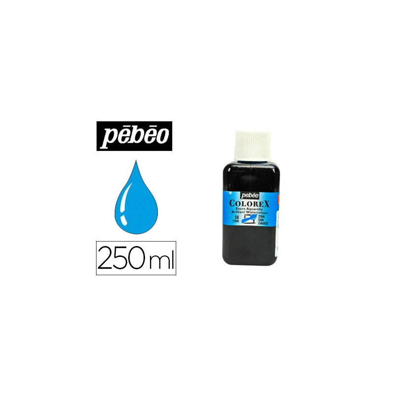 Encre pébéo colorex forte concentration vivacité couleur cyan flacon 250ml