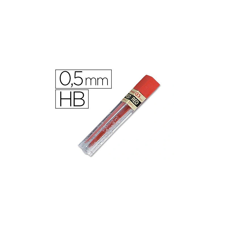 Mine pentel 0.5mm hb coloris rouge étui 12 unités
