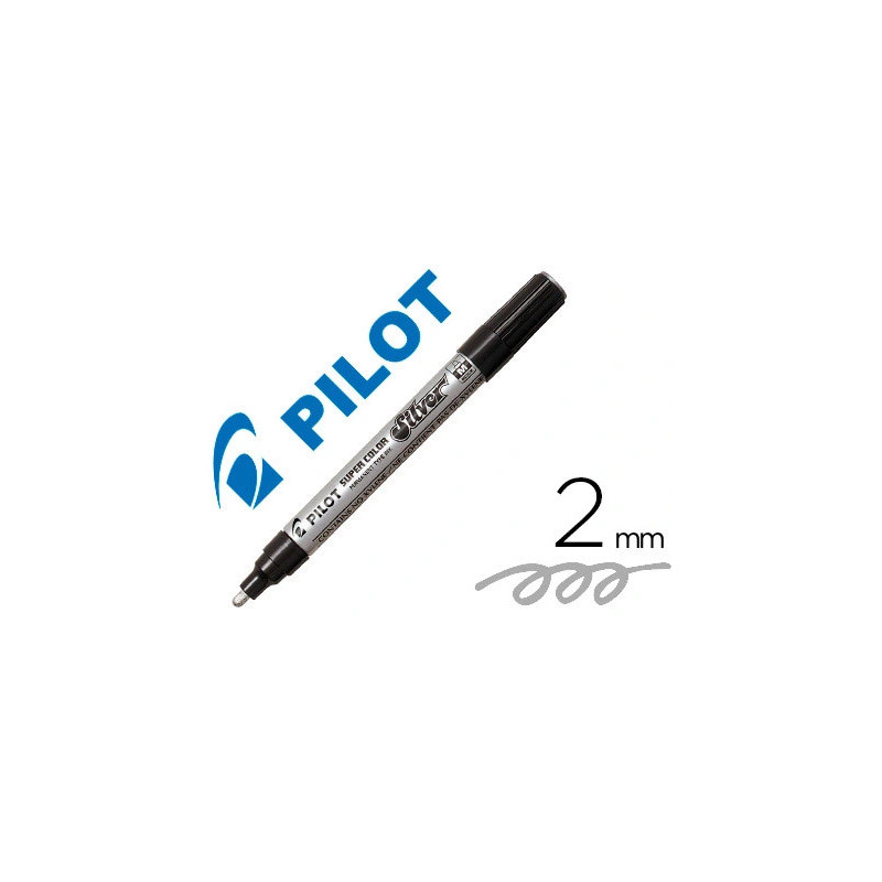 Marqueur pilot feutre permanent encre métallique pointe non bisautée medium polyacétate 4.5 mm argent