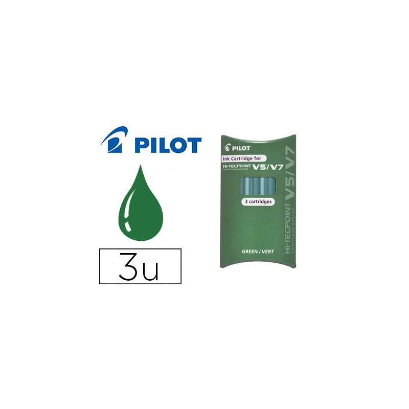 Recharge pilot roller v5 et v7 niveau encre liquide visible écologique régulateur débit coloris vert set de 3 unités