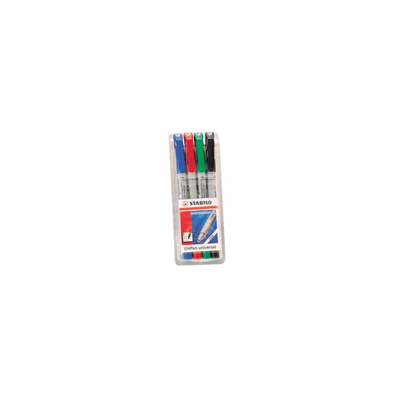 Stylo-feutre stabilo ohp pen permanent pointe moyenne 1mm encre indélébile multi-supports agrafe coloris rouge