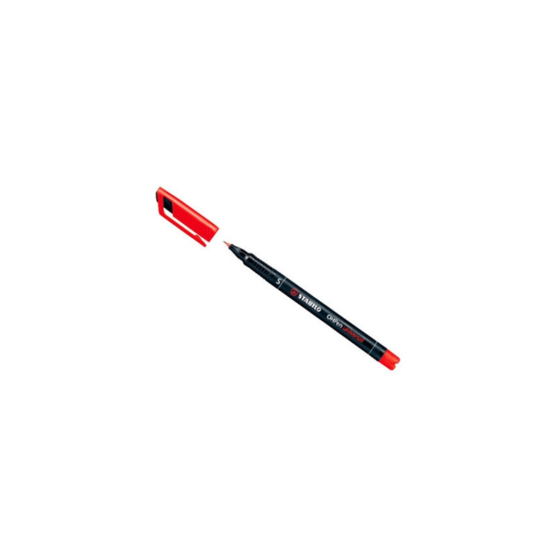 Stylo-feutre stabilo ohp pen permanent pointe fine 0.7mm encre indélébile multi-supports agrafe coloris rouge